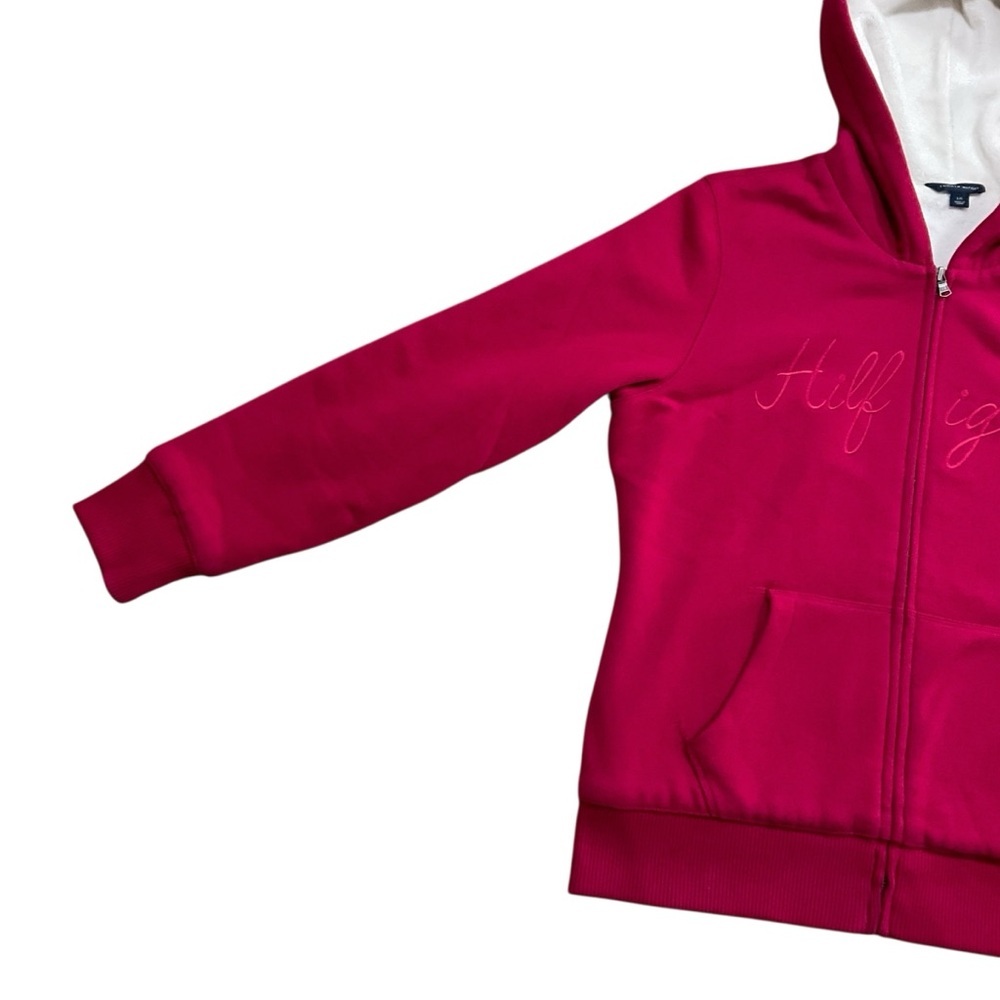 Tommy Hilfiger Merlot Sherpa Lined Full Zip Hoodie size Large - Picture 6 of 12